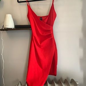 Womens asymmetrical red dress